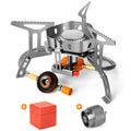 Odoland 3500W Windproof Camp Stove Camping Gas Stove With Fuel Canister Adapter, Piezo Ignition, Carry Case, Portable Collapsibl