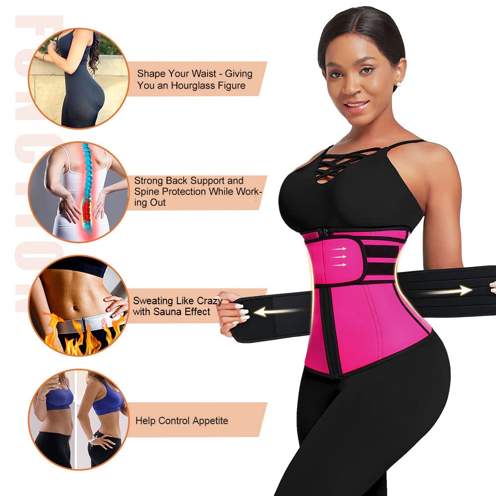 Wonder-Beauty Waist Trainer For Women Plus Size Two Belts Neoprene Workout Corset Waist Trainer Cincher Trimmer Sauna Belt With