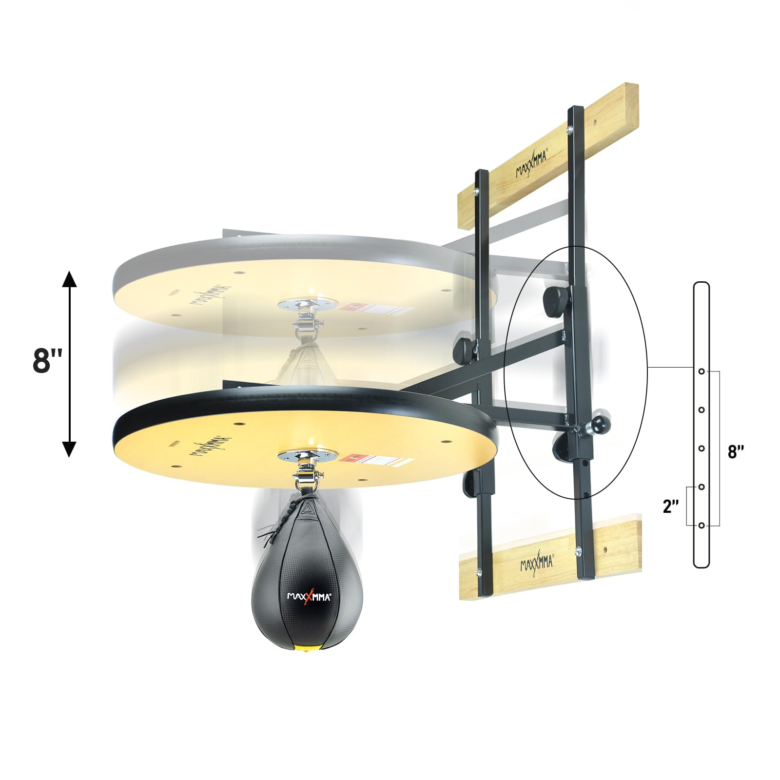 Maxxmma Heavy Duty Adjustable Speed Bag Platform Kit 24'' + Speed Ball (10'' X 7'')