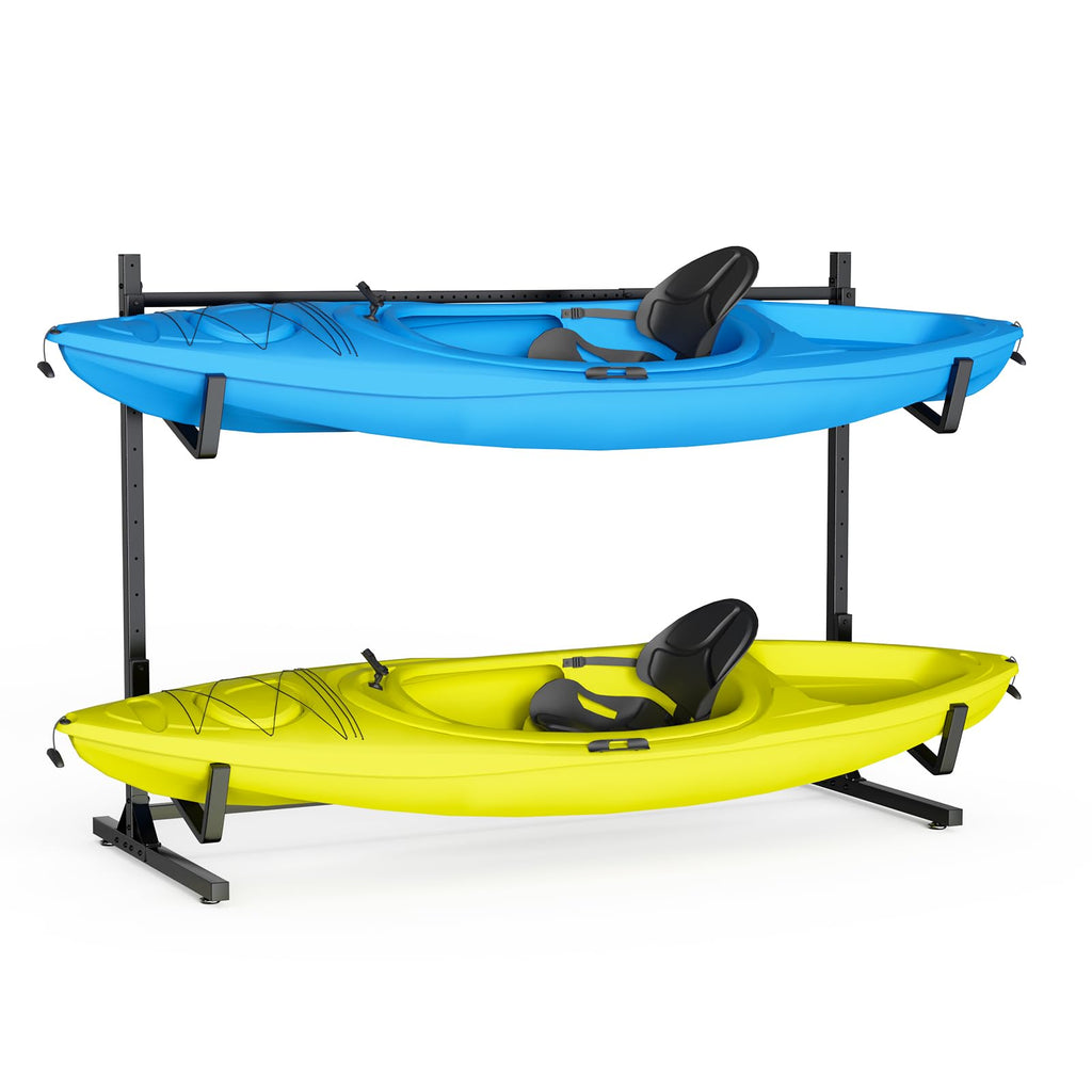 Lxvooee Kayak Storage Rack, Heavy Duty Freestanding Kayak Rack For 2 Kayaks, Canoe, Surfboard And Paddle Board Adjustable Kayak