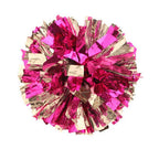 Puzine 2Pack 12'' Cheerleading Metallic Foil & Plastic Ring Pom Poms Cheerleading Poms (Pink And Silver)