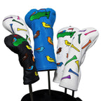 1 Pcs Montela Golf Club Covers,Colorful Birdie Tee 3 Wood Headcover Driver Headcover Fairway Wood Head Covers Hybrid Headcover L