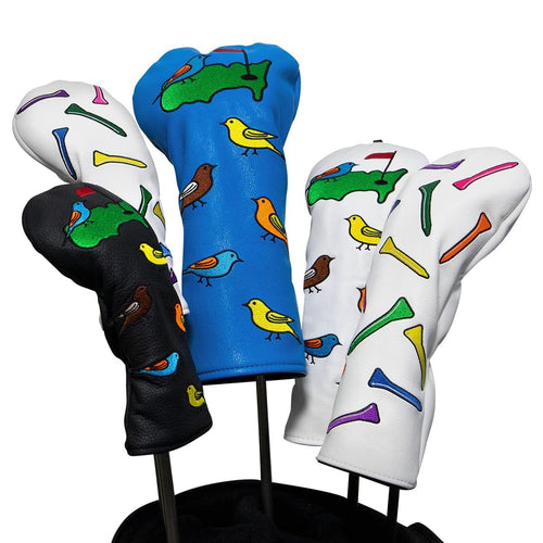 1 Pcs Montela Golf Club Covers,Colorful Birdie Tee 3 Wood Headcover Driver Headcover Fairway Wood Head Covers Hybrid Headcover L