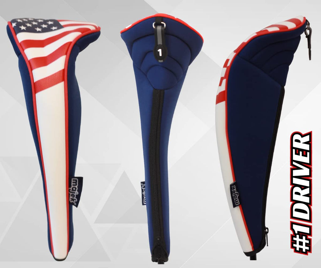 Usa Patriot Golf Zipper Head Covers 1 3 5 H Driver Hybrid Fairway Headcovers