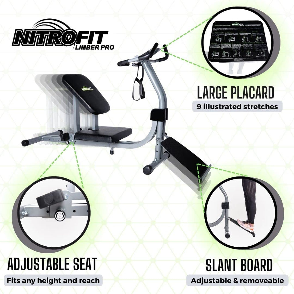 Full Body Stretching Machine Nitrofit Limber Pro. Only Stretch Machine With Adjustable Sliding Seat & Slant Board. Stretch Train