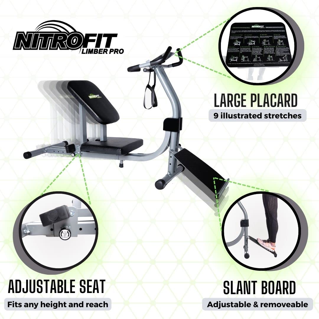 Full Body Stretching Machine Nitrofit Limber Pro. Only Stretch Machine With Adjustable Sliding Seat & Slant Board. Stretch Train