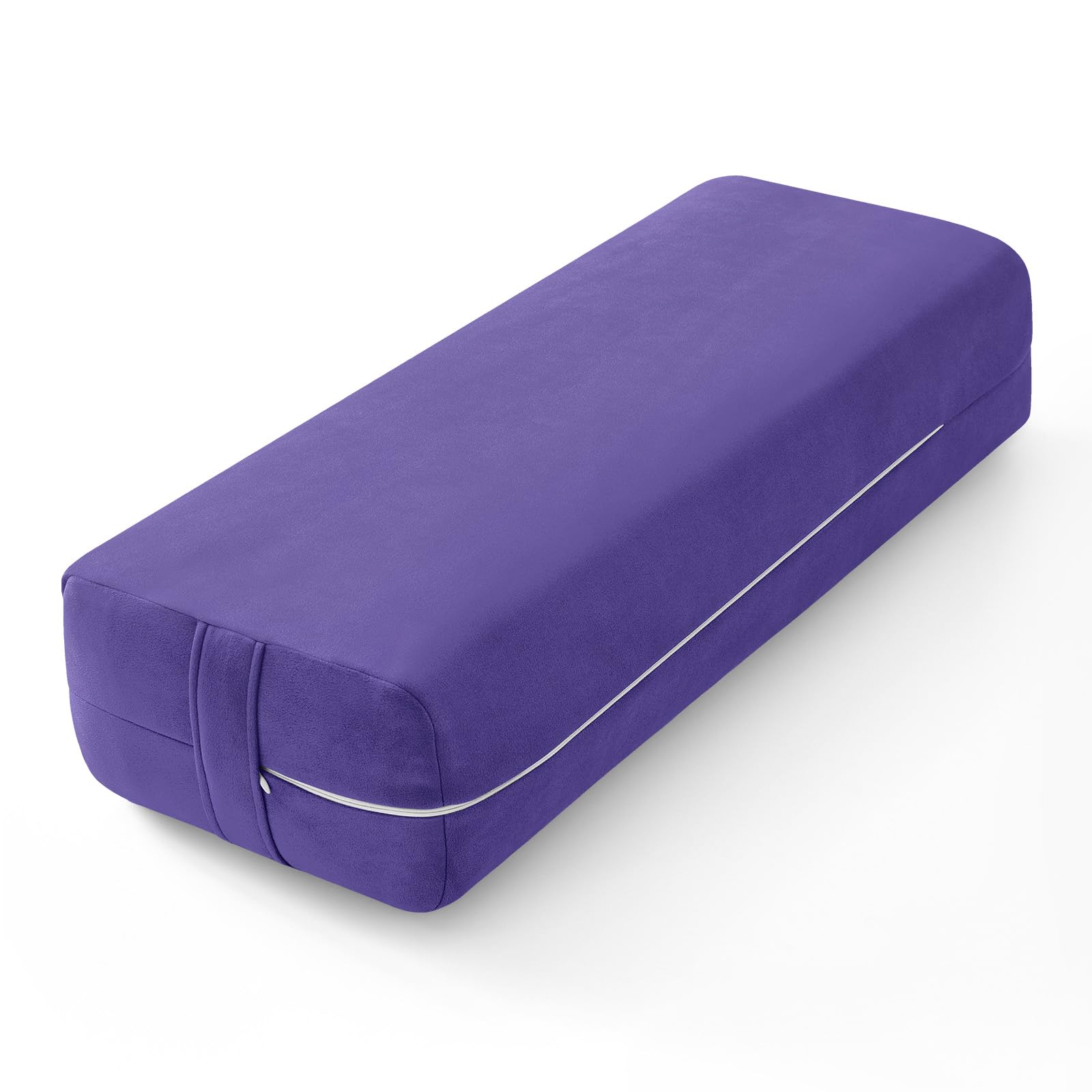 Wellsin Yoga Bolster Pillow for Restorative - Yoga Meditation Pillow with Washable Suede Cover, 27X10 X5.5, Purple