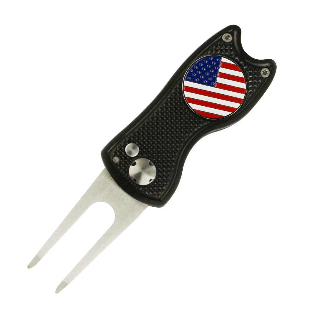 Pinmei Foldable Golf Divot Tool With Golf Ball Marker (Black03)