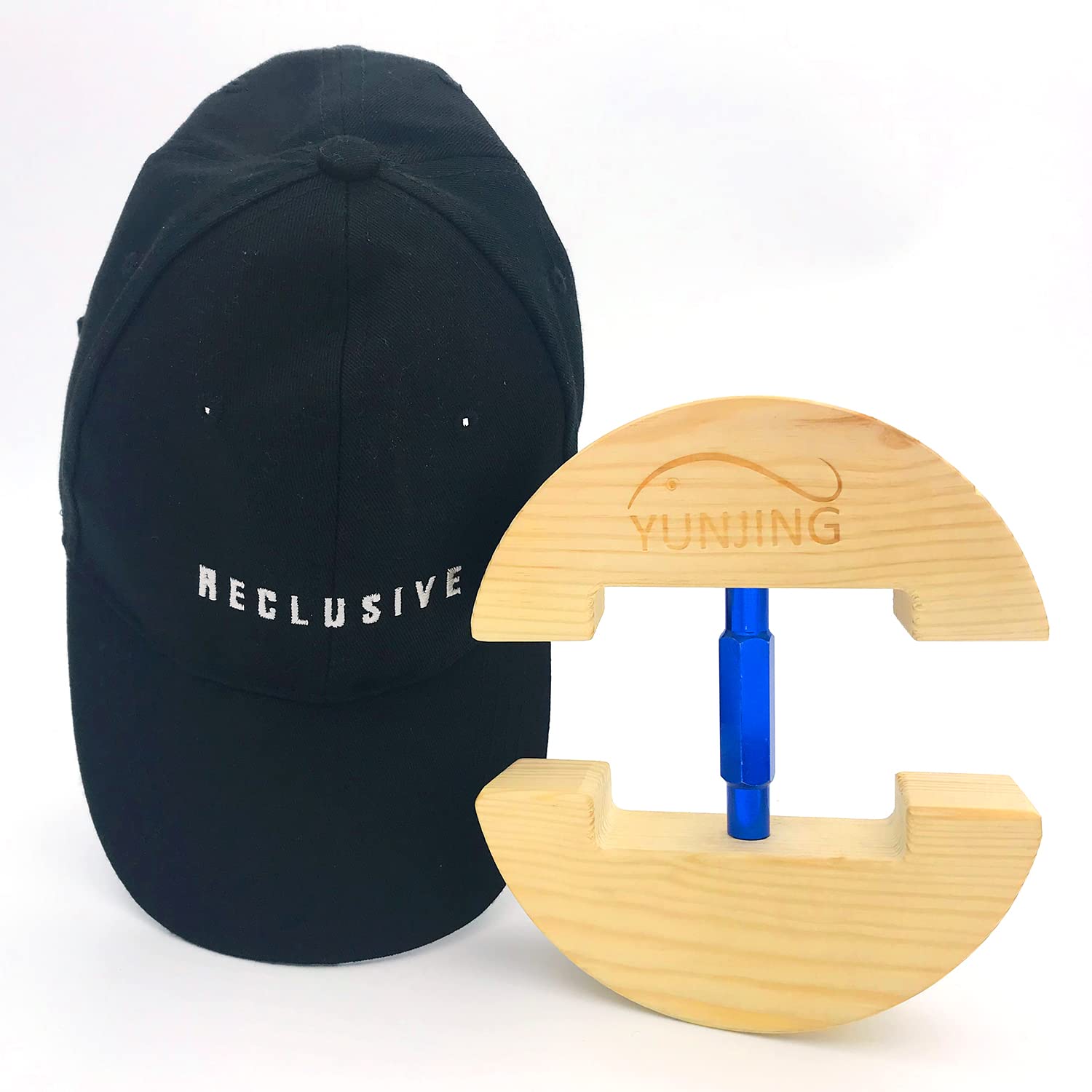 Yunjing Hat Stretcher Wooden Adjustable Buckle One Size Fits All From 6-1/2 To 9-1/2, Heavy Duty, Easy To Use For All Caps (Blue