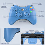 Wireless Controller For Xbox 360, Astarry 24Ghz Game Controller Gamepad Joystick For Xbox  Slim 360 Pc Windows 7, 8, 10(Blue)