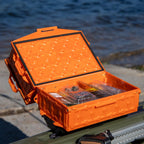 Yakattack Tracpak Orange Combo Kit - 2 Stackable Kayak Storage Boxes With Quick Release Track Mount Base | Kayak Crate System Fo