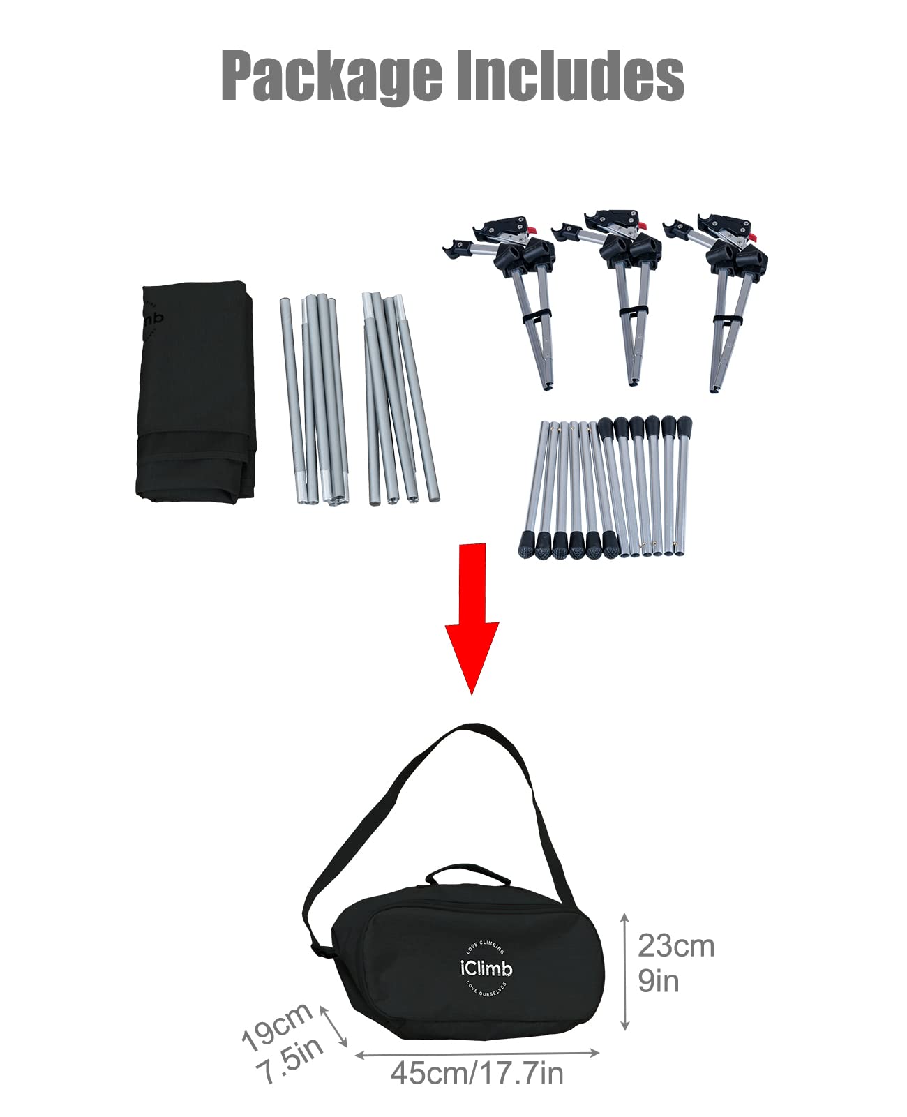 Iclimb Super Easy Assemble Folding Cot Ultralight Compact Heavy Duty With Carry Bag For Adults Camping Backpacking (Black, Two H