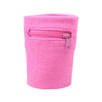 Suddora Zipper Wrist Pouch - Sweatband/Wristband Wallet For Keys, Id, Cards, Cash (Pink)