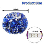 Hooshing 6Pcs Pom Poms Cheerleading Metallic Silver And Blue Cheer Pom Poms With Baton Handle For Team Spirit Sports Dance Cheer