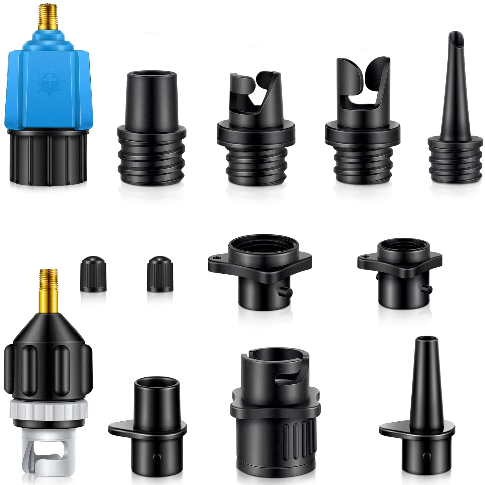 Treela Inflatable Air Pump Adaptor Compatible with SUP Inflatable Car Air Compressor Valve Adaptor with 9 Valve Nozzle for Paddl