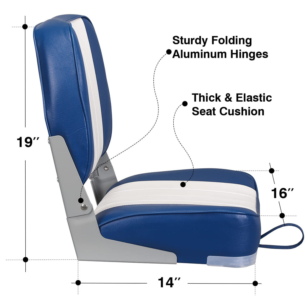 Leader Accessories A Pair Of New Low Back Folding Boat Seat(2 Seats) (B-Whiteblue)