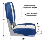 Leader Accessories A Pair Of New Low Back Folding Boat Seat(2 Seats) (B-Whiteblue)