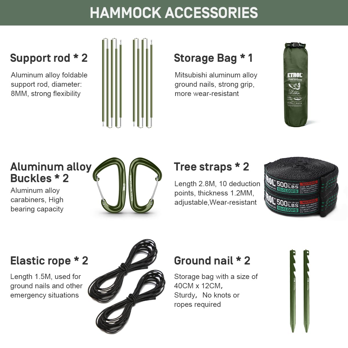 Etrol Camping Hammock With Mosquito Net,3 In 1 Function Parachute Portable Hammock,Double & Single Hammocks Tent For Travel Outd