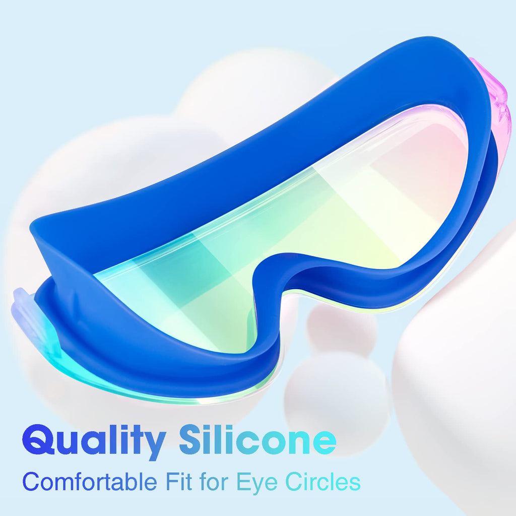 Mambaout Kids Swim Goggles For Age 6-12, 2-Pack Frameless Kids Goggles For Swimming, Anti-Fog, Waterproof, Boys & Girls