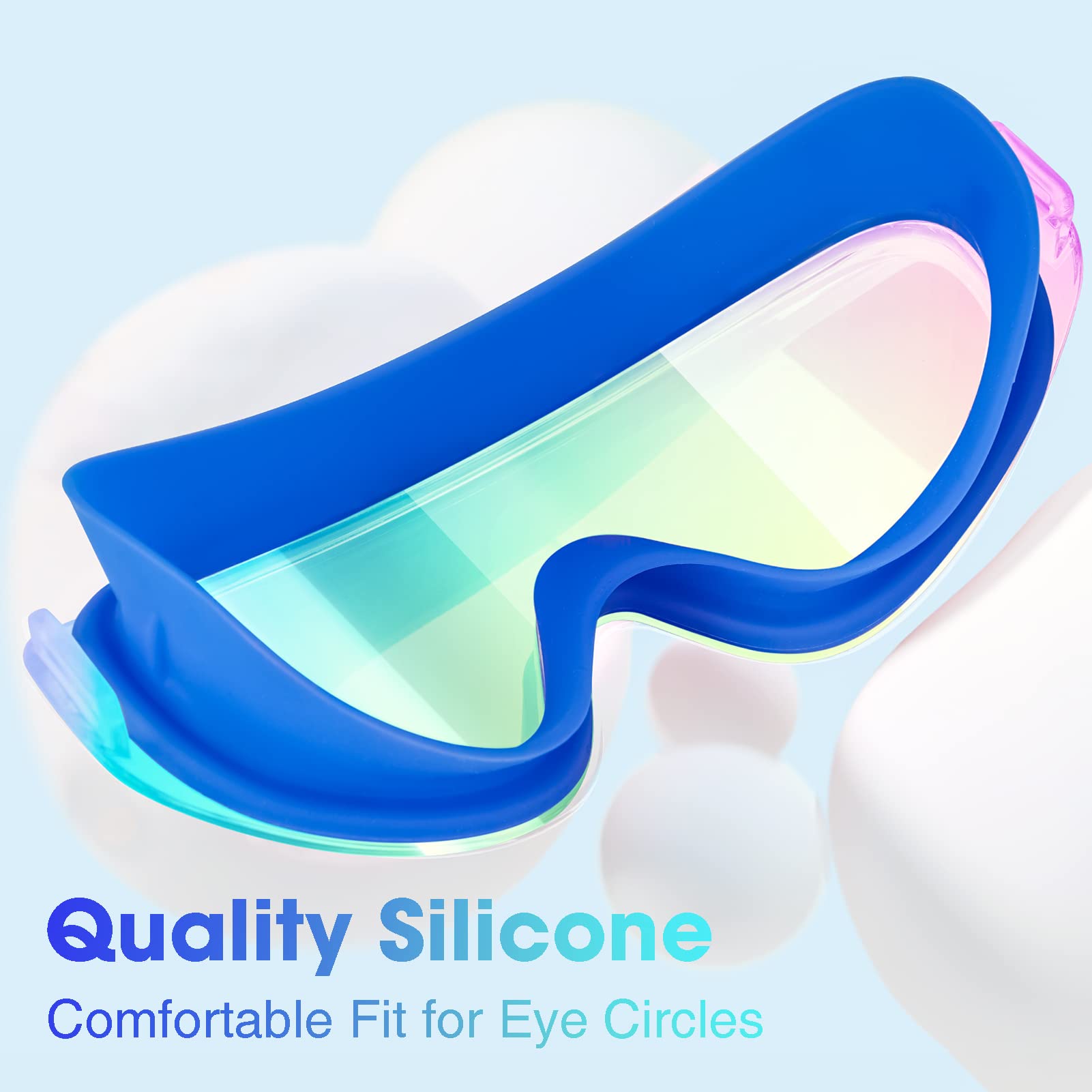 Mambaout Kids Swim Goggles For Age 6-12, 2-Pack Frameless Kids Goggles For Swimming, Anti-Fog, Waterproof, Boys & Girls