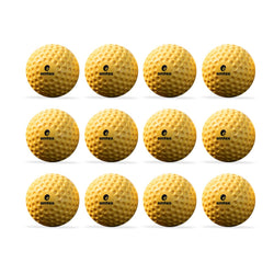 Omtex Pu Cricket Dimple Ball | Ideal For Bowling Machine Dimple Ball Yellow (Pack Of 12)