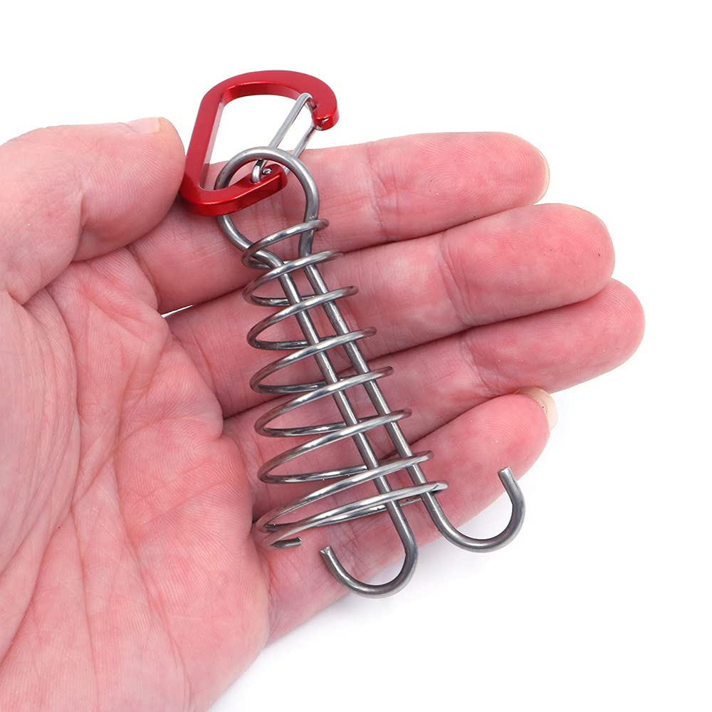 Alnicov 10Pcs Round Deck Anchor Pegs,Tent Awning Anchor With D-Shaped Carabiners For Camping Outdoor Timber Deck Plank Parts (Ra