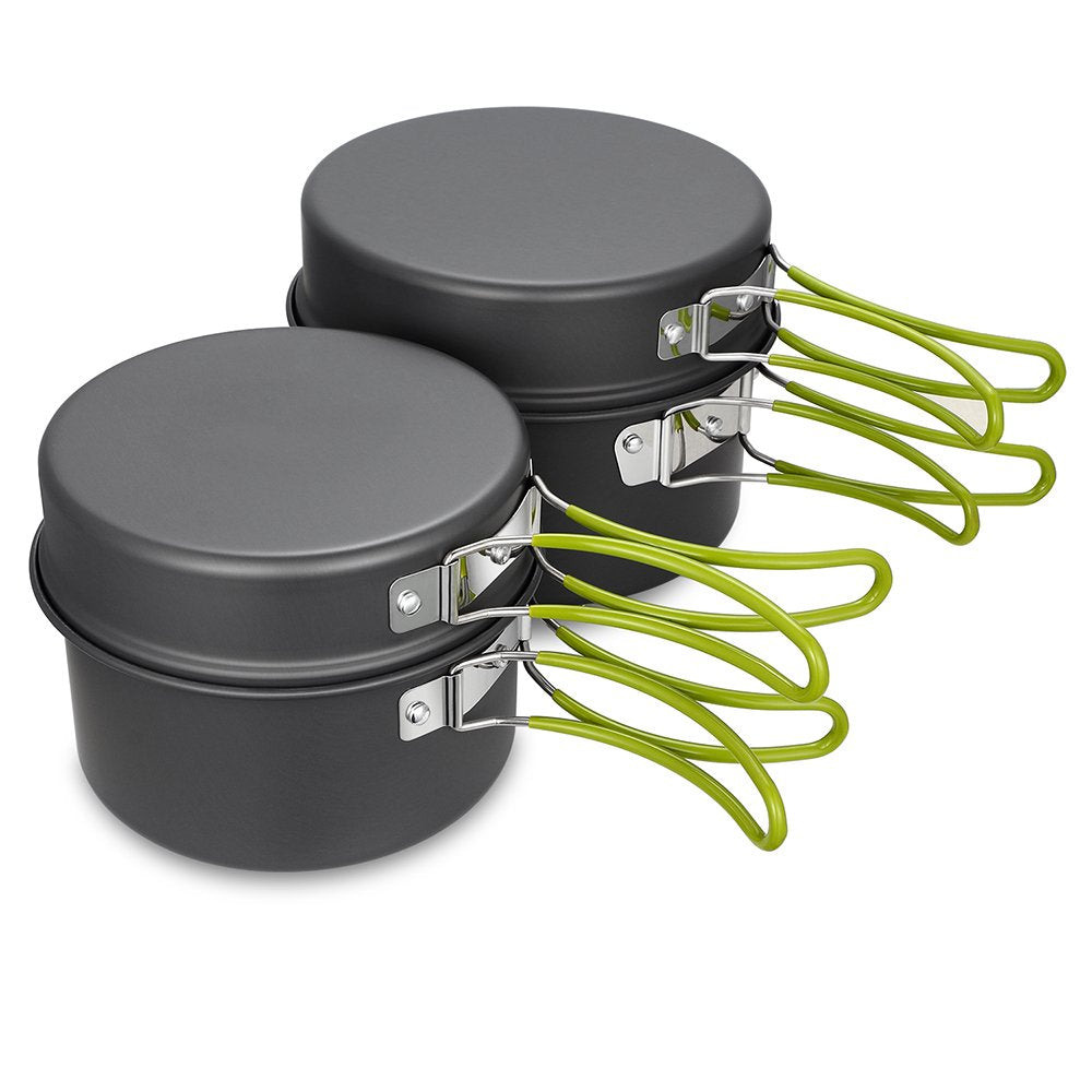 Gutsdoor Camping Cookware Set Camping Gear Campfire Utensils Non-Stick Cooking Equipment Lightweight Stackable Pot Pan Bowls Wit