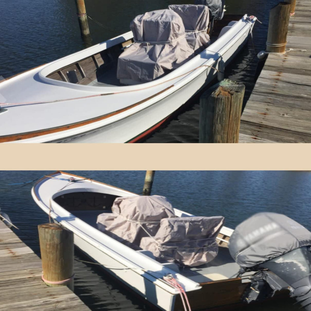 Boat Center Console Cover, 600D Marine Grade Polyester Canvas, Waterproof, Grey (Small Size Up To 36'' W 24'' L 42'' H)