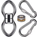 SELEWARE Silent Bearing Swing Swivel with 2 Carabiners, 360 Rotational Device Hanging Accessory for Tree Swing, Hammock Chair, Y