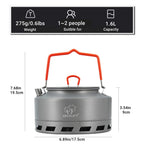 Bulin Camping Kettle 1.6L Heat Exchange Camp Tea Coffee Pot Lightweight Outdoor Hiking Gear Portable Teapot