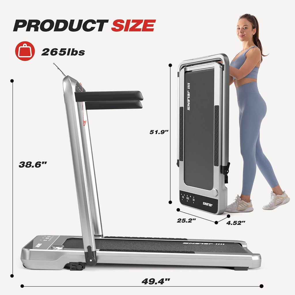 Treadmill for Home, Walking Pad Treadmill with Incline, 2-in-1 Portable Walking Pad with Handle Bar, 330LBS Weight Capacity 2.5H