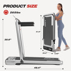 Treadmill for Home, Walking Pad Treadmill with Incline, 2-in-1 Portable Walking Pad with Handle Bar, 330LBS Weight Capacity 2.5H