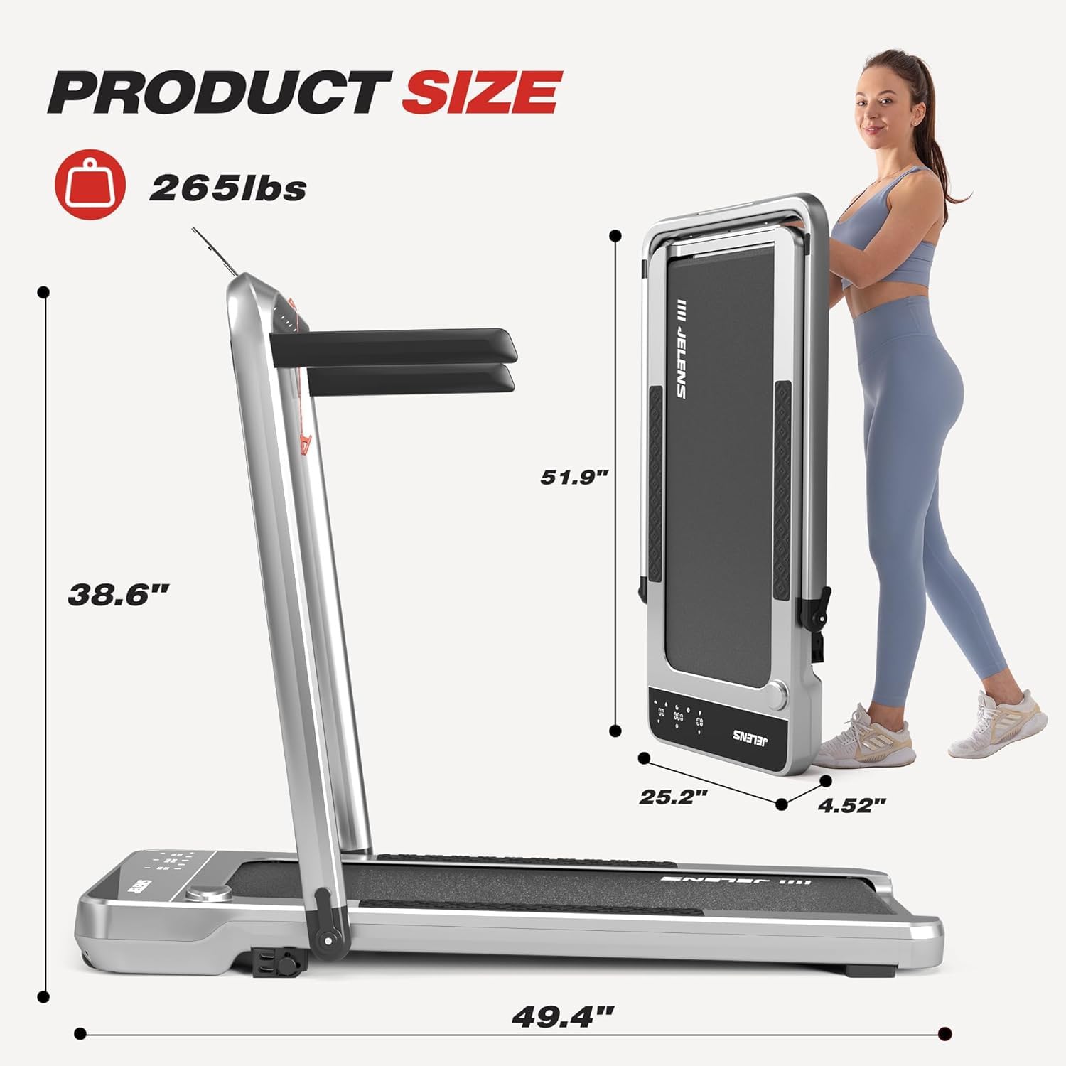 Treadmill for Home, Walking Pad Treadmill with Incline, 2-in-1 Portable Walking Pad with Handle Bar, 330LBS Weight Capacity 2.5H