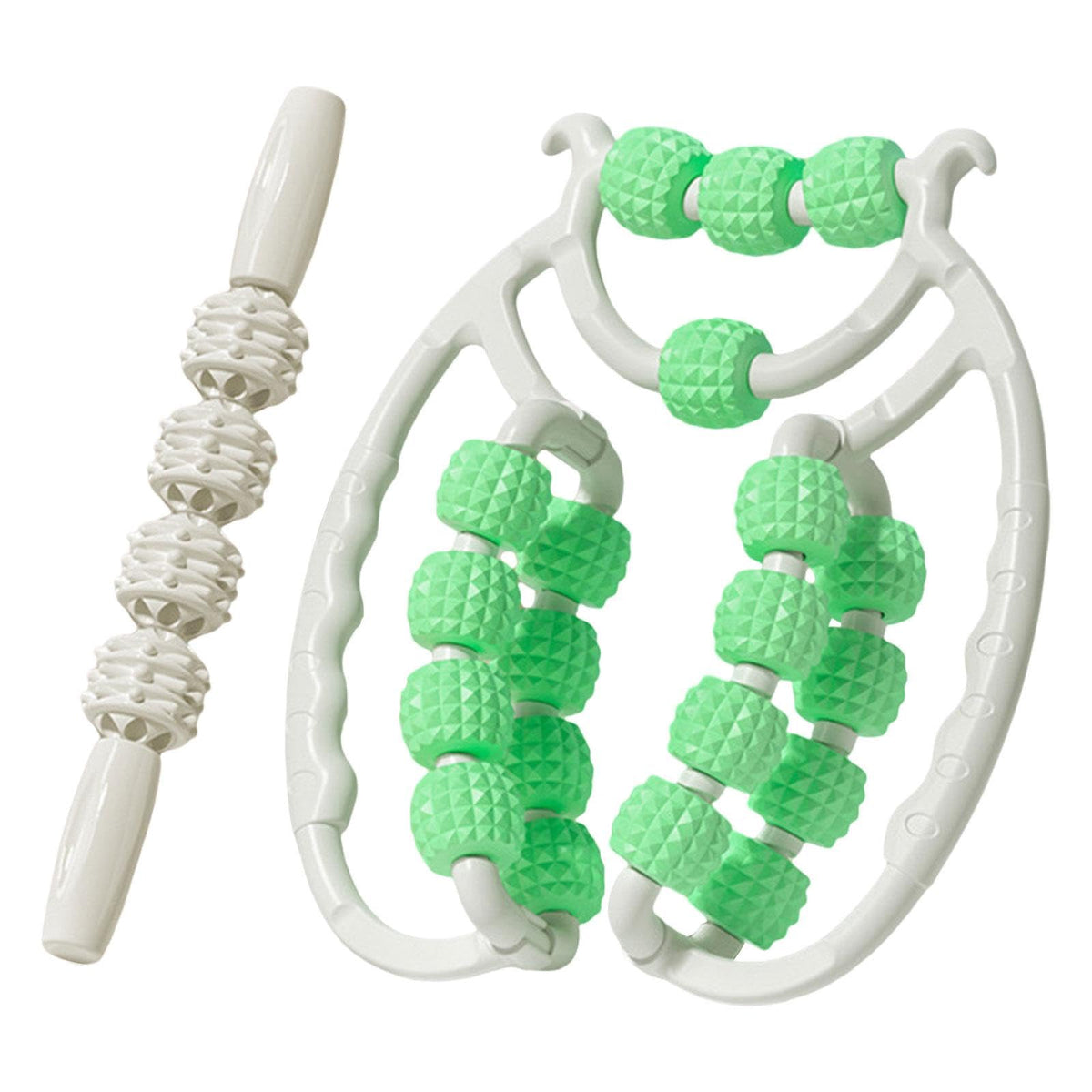 CALANDIS?20 Wheels Massage Roller Travel Ergonomic Roller Massager for Arms Calf Hand Green | Rollers | Fitness Equipment & Gear