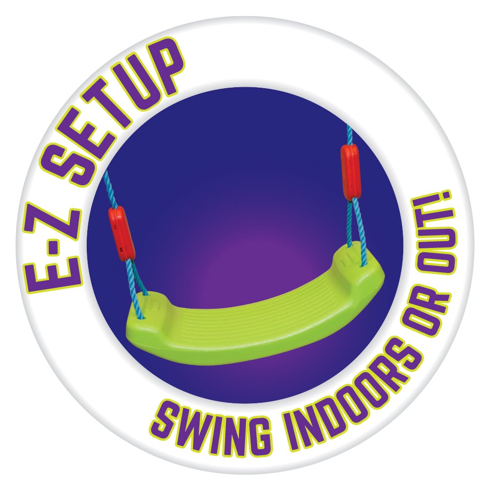 Geospace Outdoor Or Indoor Swing Time Bench Swing With E-Z Ring Setup System For Kids 12 & Under