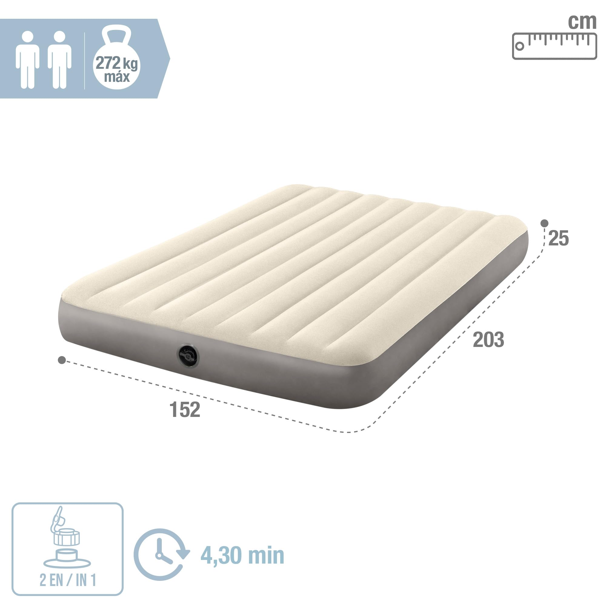 Intex Unisexs Queen Dura-Beam Series Single High Airbed, Taupegrey, One Size