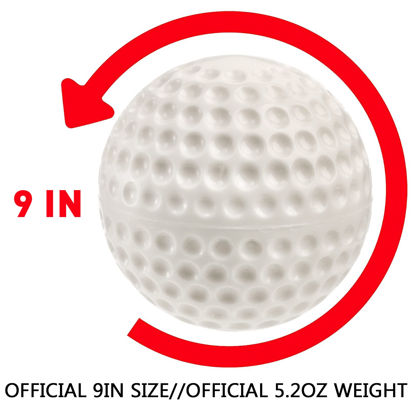Tebery 12 Pack White Dimpled Baseballs, 9-Inch Pitching Machine Baseballs For Hand-Eye Coordination, Hitting And Fielding Practi