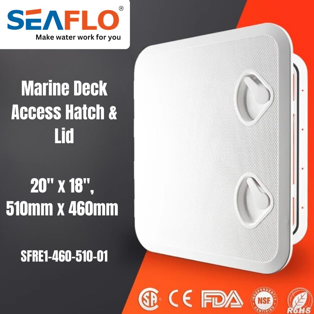 Seaflo Marine Boat Deck Access Hatch & Lid, 20'' L X 18'' W, White