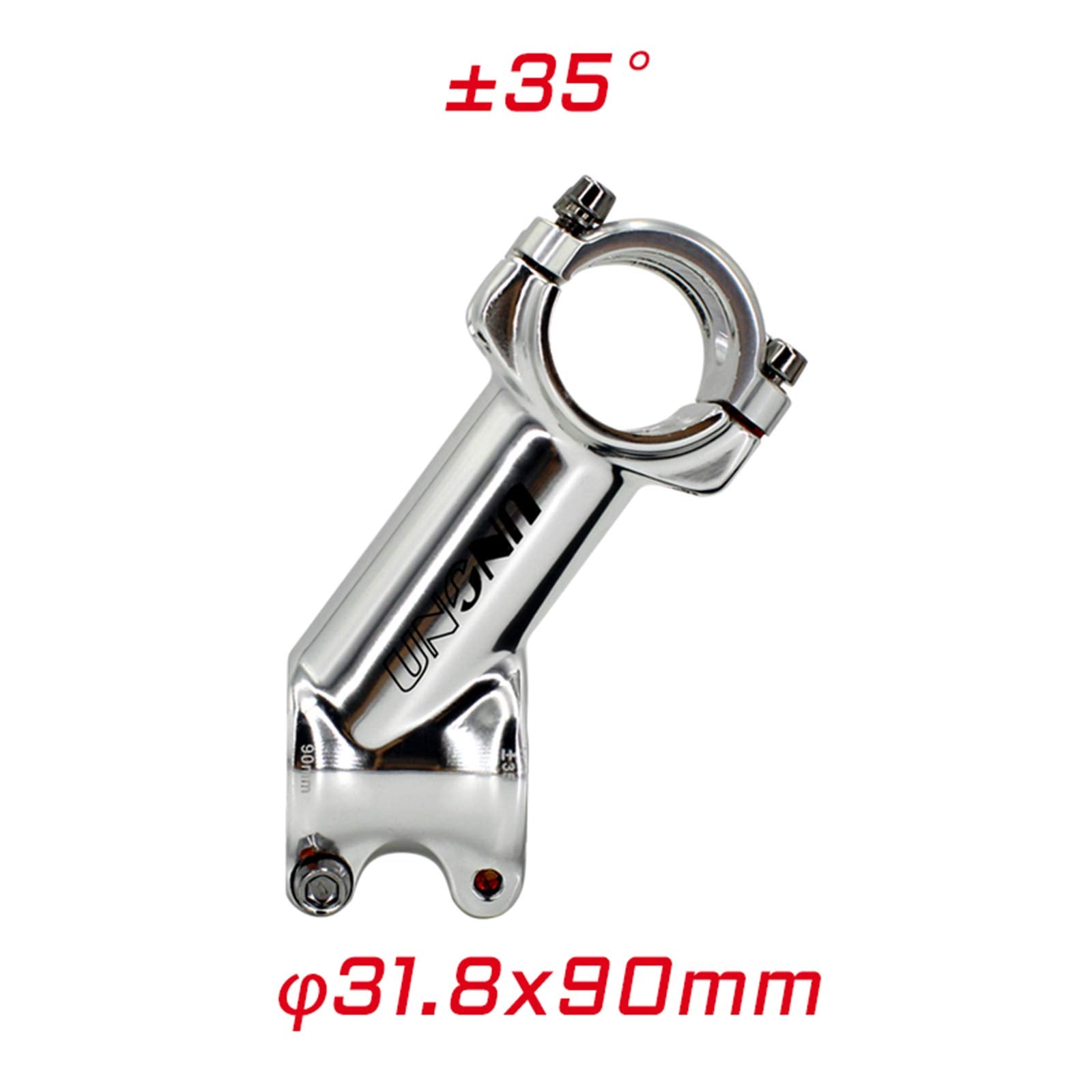 Meische 31.8 Stem 90Mm Mountain Bike Stem, 35 Degree Bicycle Stem Riser Short Handlebar Stem For Mtb, Road Bike, Bmx(Glossy Silv