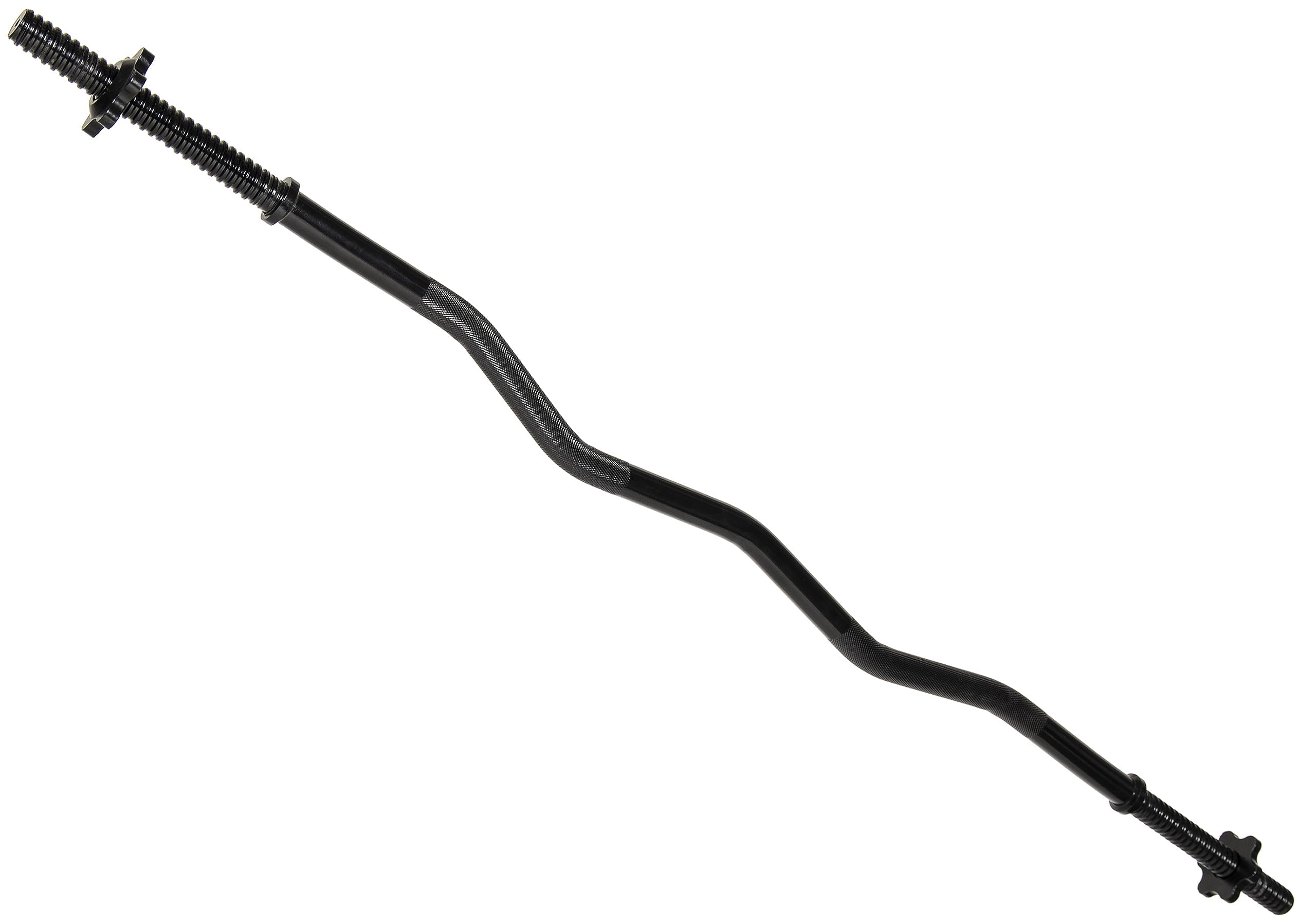 Fitvids 1 Inch Standard Barbell Bar, 48 Threaded Curl Bar with Star Locks for Weight Lifting, Black