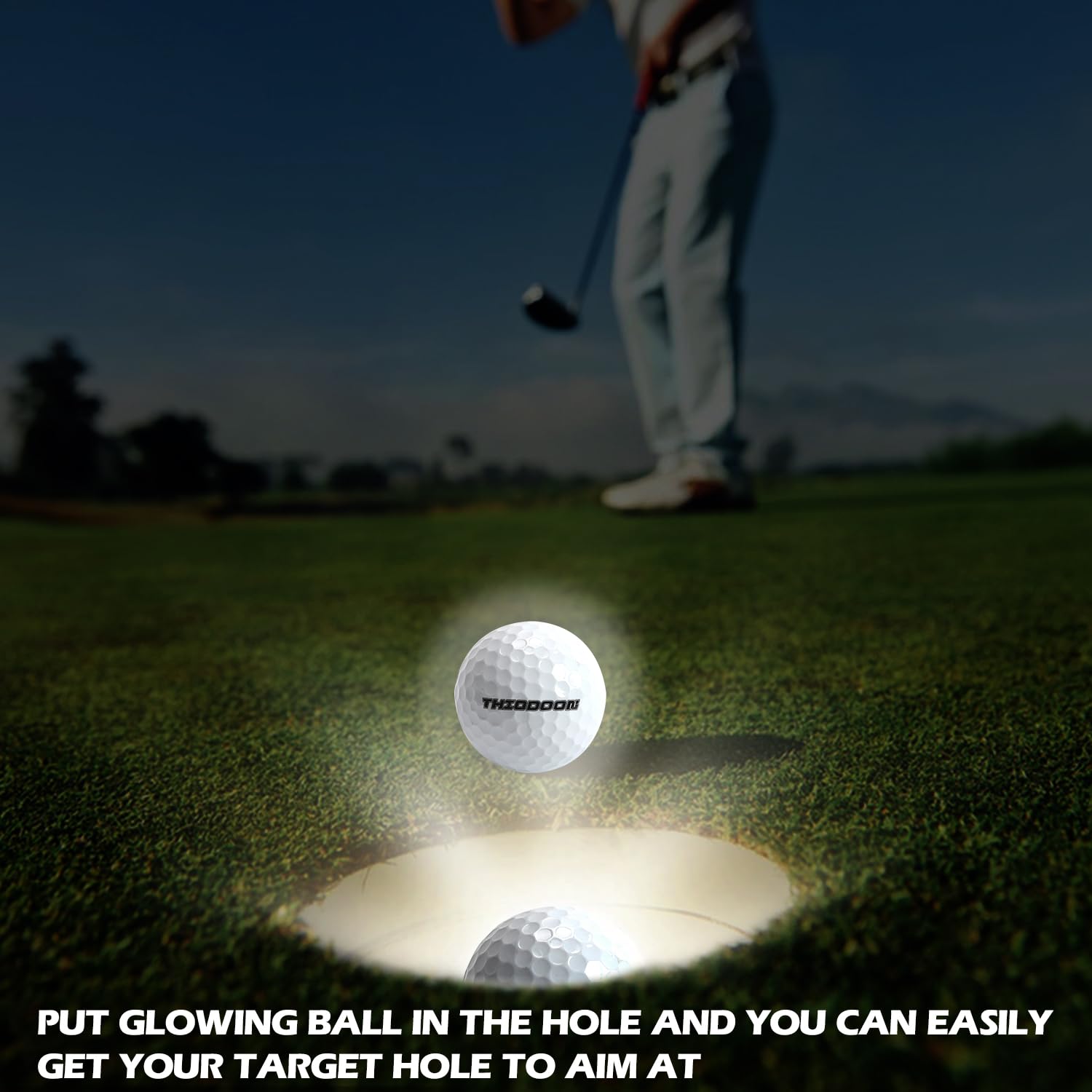 Thiodoon Glow In The Dark Golf Balls Light Up Led Golf Balls Night Golf Gift Sets For Men Kids Women 3 Pack (Red& Green& White)