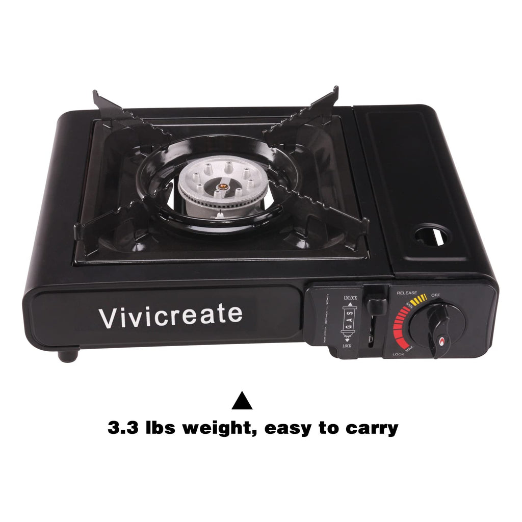 Vivicreate 8500 Btu Portable Butane Gas Stove For Camping Cooking Outdoor, Lightweight Portable Stove Burner With Auto Ignition,