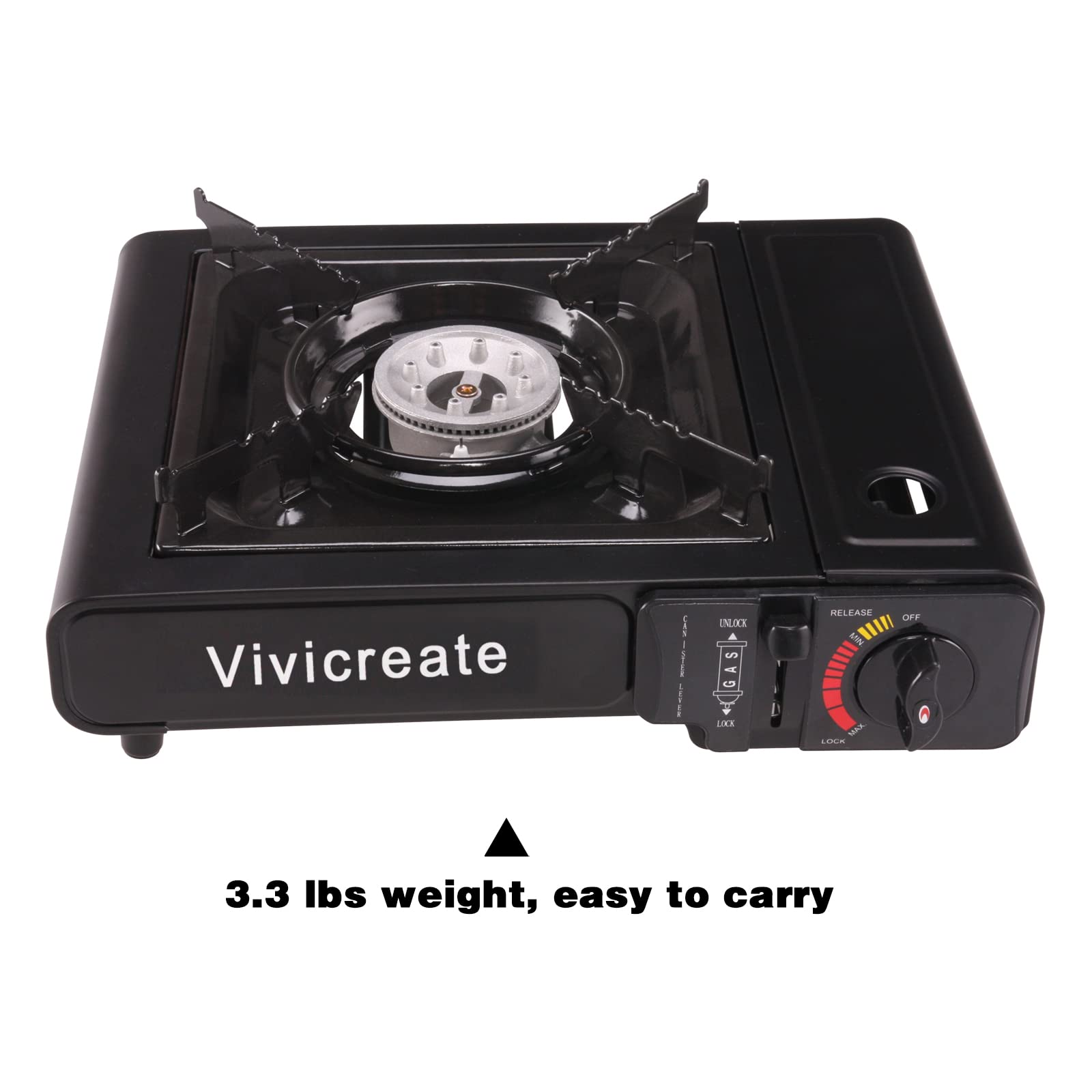 Vivicreate 8500 Btu Portable Butane Gas Stove For Camping Cooking Outdoor, Lightweight Portable Stove Burner With Auto Ignition,