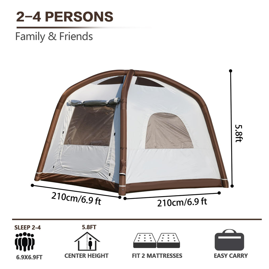 Dancoom 6-8 Person Inflatable Tent For Camping, 96.8 Ft Large Camping Tent Includes Tarps,3000Mm Waterproof Easy Setup Glamping