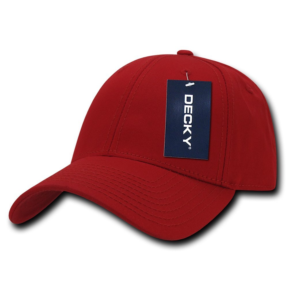 Decky 209-Red Low Crown Cotton Baseball Cap- Red