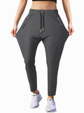 Hidkat Womens Sports Jogging Pants with Zipper Pocket Womens Hiking Fitness Tracking Workout Pants Grey