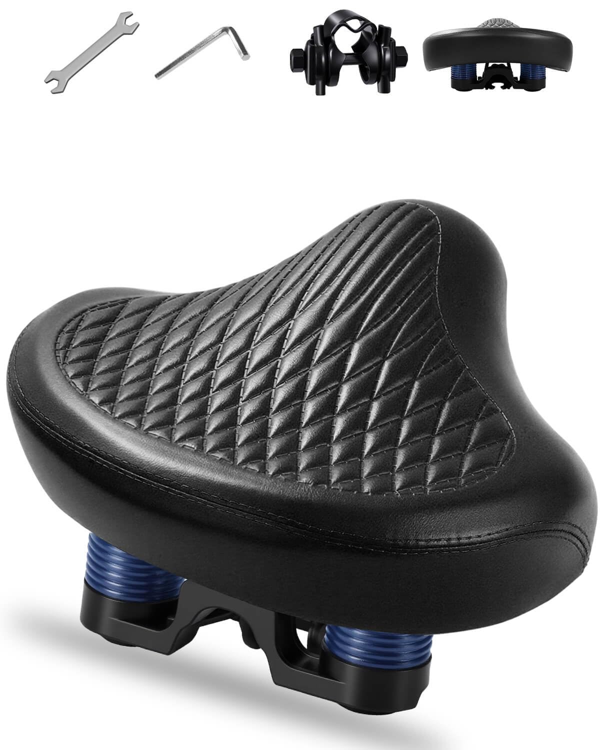Wide Bike Seat for Women Men, Comfortable Soft Classic Vintage Padded Bicycle Saddle Cushion, Large Comfort Replacement Seat for