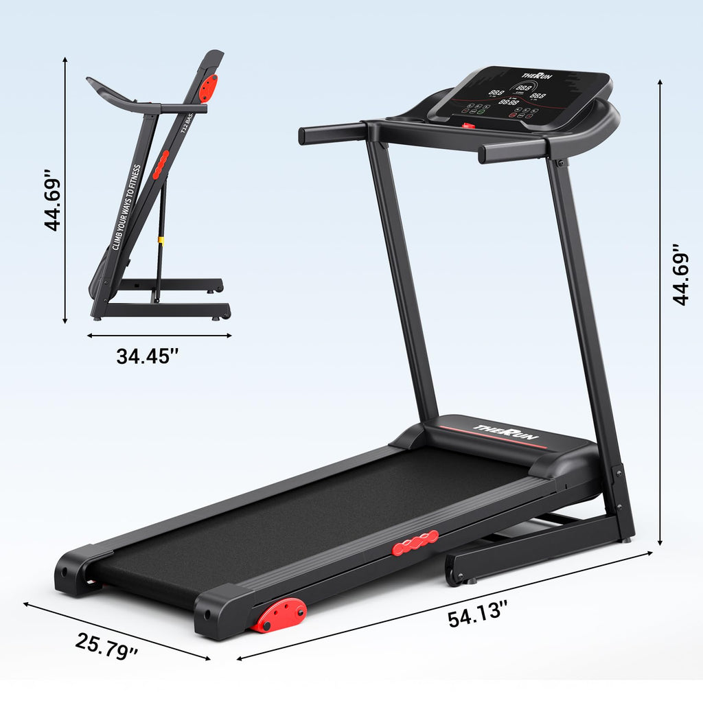 THERUN Running Treadmill with Incline, Foldable Treadmills, Manual Incline Adjustment, 3.0HP Treadmill for Indoor Fitness Workou