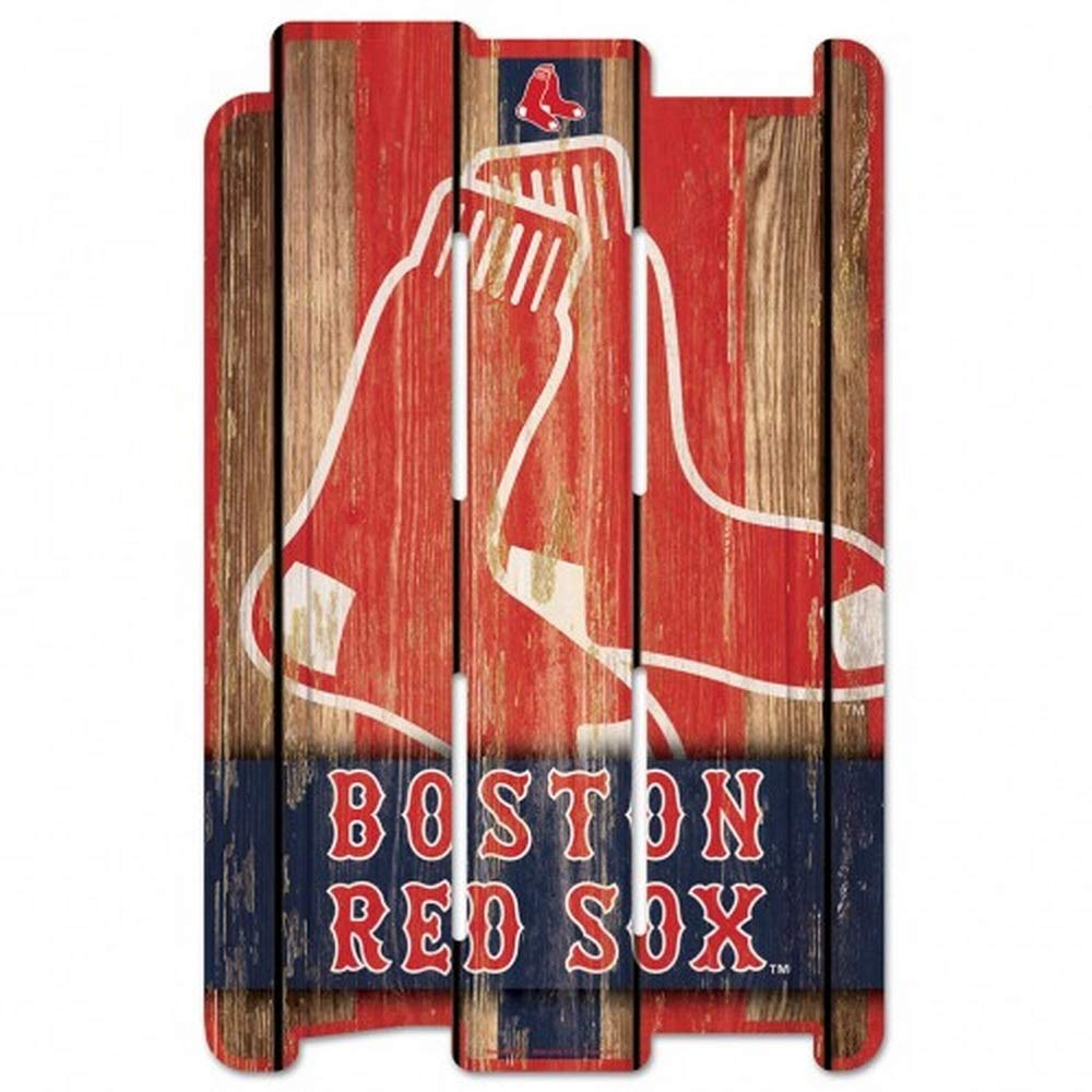 Wincraft MLB Boston Red Sox Wood Fence Sign, Black