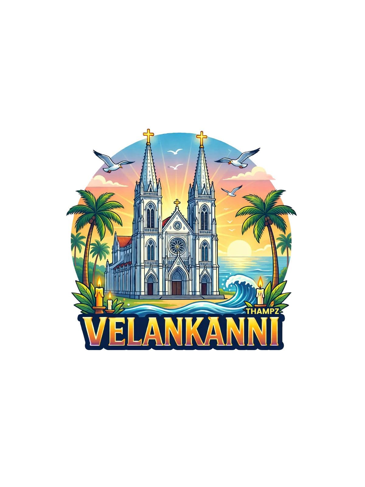 THAMPZ Velankanni 3D Embossed Flexible Fridge Magnet 0.5mm Decorative with Strong Hold | Refrigerator Magnet for Notes, Photos